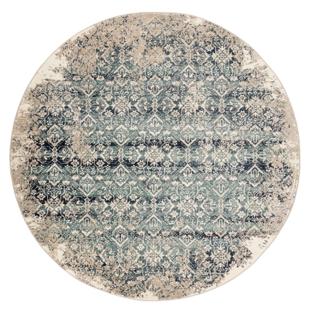 KAS HER9372 Heritage 7 Ft. 7 In. Round Rug in Ivory/Blue 